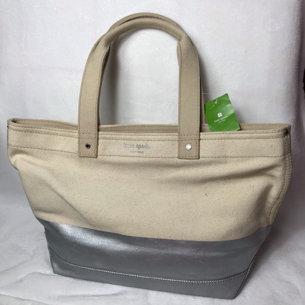 Kate Spade Canvas Tote Natural/Silver